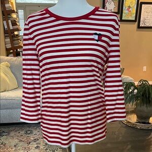 Tommy Hilfiger Red and White Striped Blouse Size Medium